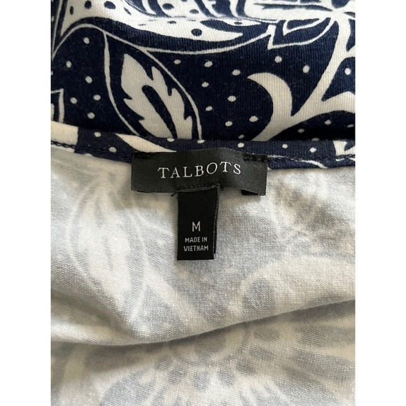 Talbots Navy White Paisley Floral Cotton Modal Maxi Dress Size M - Picture 4 of 9